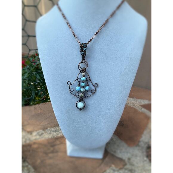 Artisan Larimar and Aquamarine Necklace - Picture 8 of 11